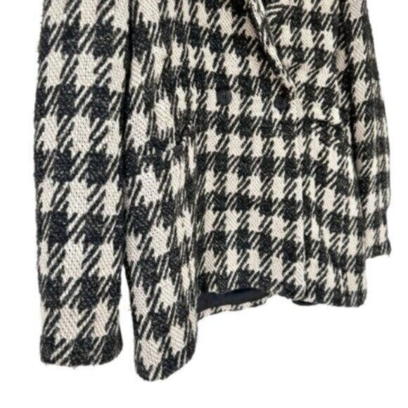Anine Bing Diana Houndstooth Plaid Black Tan Double Breasted Blazer Size XL - Picture 6 of 14